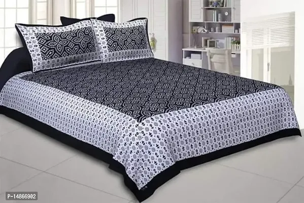 104 TC Cotton Double Jaipuri Prints Flat Bedsheet