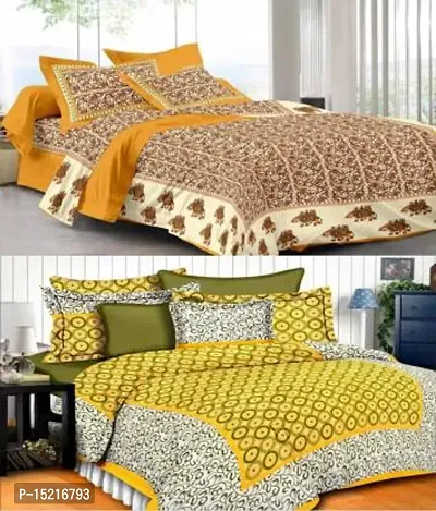 104 TC Cotton Double Jaipuri Prints Flat Bedsheet-thumb0