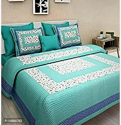 104 TC Cotton Double Jaipuri Prints Flat Bedsheet-thumb0