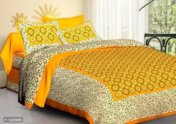 104 TC Cotton Double Jaipuri Prints Flat Bedsheet-thumb0