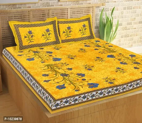 104 TC Cotton Double Jaipuri Prints Flat Bedsheet