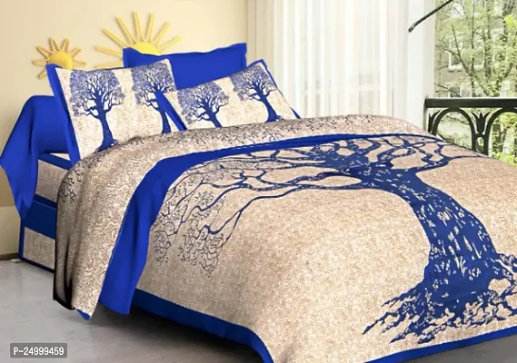 stunning PURE Cotton Double Jaipuri Prints Flat Bedsheet-thumb0