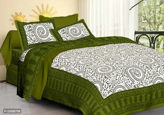 stunning PURE Cotton Double Jaipuri Prints Flat Bedsheet-thumb0