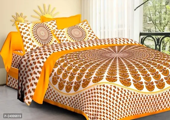 stunning PURE Cotton Double Jaipuri Prints Flat Bedsheet