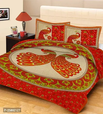 200 TC Floral Design 100% Pure Cotton 1Bedsheet WITH 2PILLOW COWER for Double Bed-thumb0