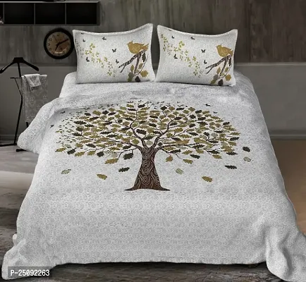 200 TC Floral Design 100% Pure Cotton 1Bedsheet WITH 2PILLOW COWER for Double Bed