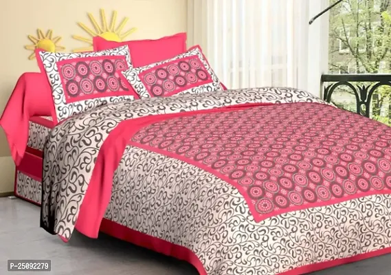 200 TC Floral Design 100% Pure Cotton 1Bedsheet WITH 2PILLOW COWER for Double Bed-thumb0