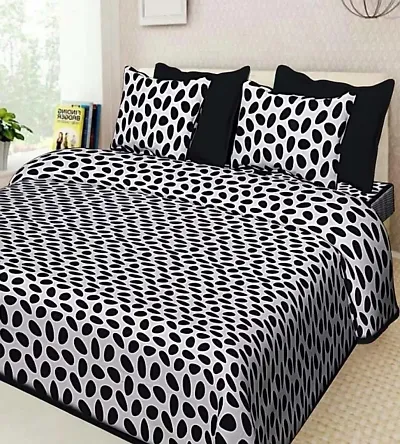 RHF 100% Cotton Double Bedsheet with 2 Pillow Covers- Black