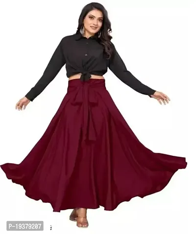 Contemporary Maroon Crepe Solid Co-Ords Sets For Women