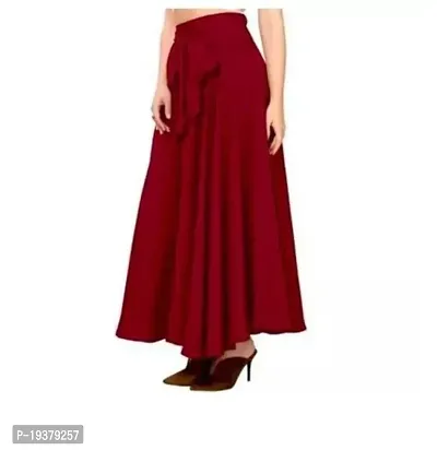 Elegant Red Crepe Solid Skirts For Women-thumb0