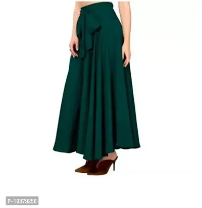 Elegant Green Crepe Solid Skirts For Women