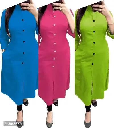 TRENDY COTTON BLEND COLLAR KURTI  BLUE  PINK  GREEN_S-thumb0