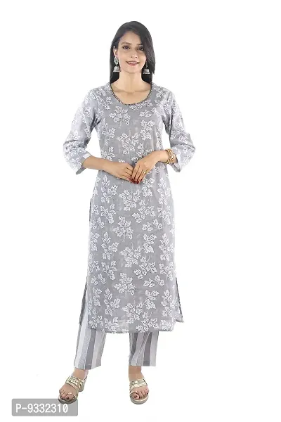 Shri Balaji Decor Women's Cotton Embroidery Kurti for Women with Pant(RFH-037F)-thumb0