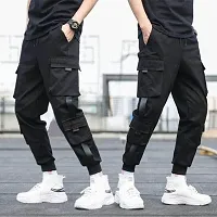 Stylish Black Solid Polycotton Cargo Pant For Men-thumb3