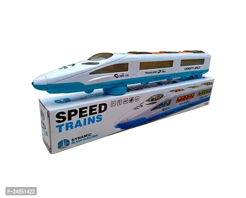 Kaizen Enterprises Metro Train High Speed Bump and GO Action Bullet Train Toy for Kids, Colorful LED Light Effect and Musical Sound Toy for Both Boy's and Girl's (White)-thumb0