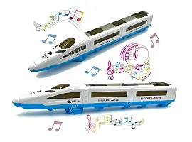 Kaizen Enterprises Metro Train High Speed Bump and GO Action Bullet Train Toy for Kids, Colorful LED Light Effect and Musical Sound Toy for Both Boy's and Girl's (White)-thumb1