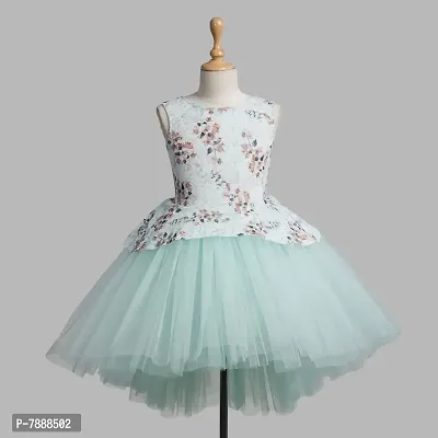 Toy Balloon Kids Sea Green Rosit Printed Bodice  Skirt High-Low Girls Dress-thumb2