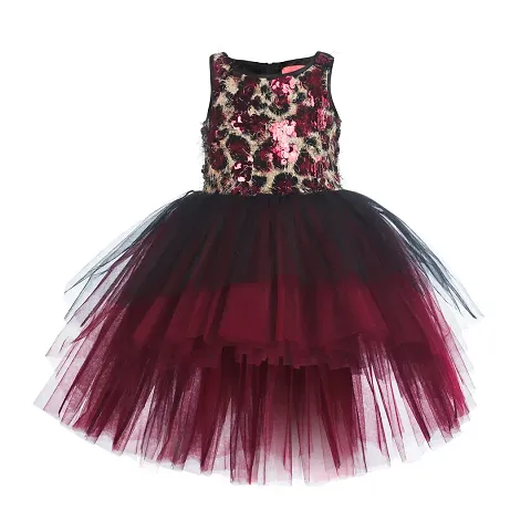 Girl's Stylish Embellished High-Low Party Wear Dress