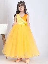 Beautiful Yellow Net Embellished Fit And Flared Dress For Girls-thumb4