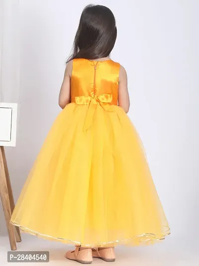 Beautiful Yellow Net Embellished Fit And Flared Dress For Girls-thumb2