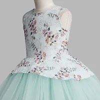 Toy Balloon Kids Sea Green Rosit Printed Bodice  Skirt High-Low Girls Dress-thumb3