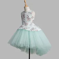 Toy Balloon Kids Sea Green Rosit Printed Bodice  Skirt High-Low Girls Dress-thumb2