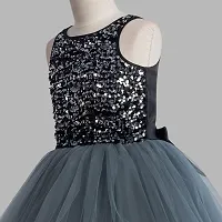 Toy Balloon Kids Grey Sequinced Embellished Hi-Low Girls Dress-thumb3