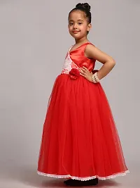 Beautiful Red Net Embellished Fit And Flared Dress For Girls-thumb3