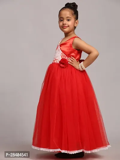 Beautiful Red Net Embellished Fit And Flared Dress For Girls-thumb4