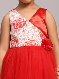 Beautiful Red Net Embellished Fit And Flared Dress For Girls-thumb2