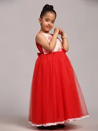 Beautiful Red Net Embellished Fit And Flared Dress For Girls-thumb4