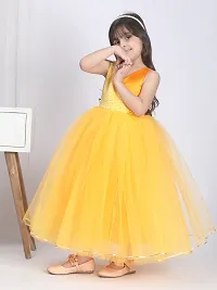 Beautiful Yellow Net Embellished Fit And Flared Dress For Girls-thumb3