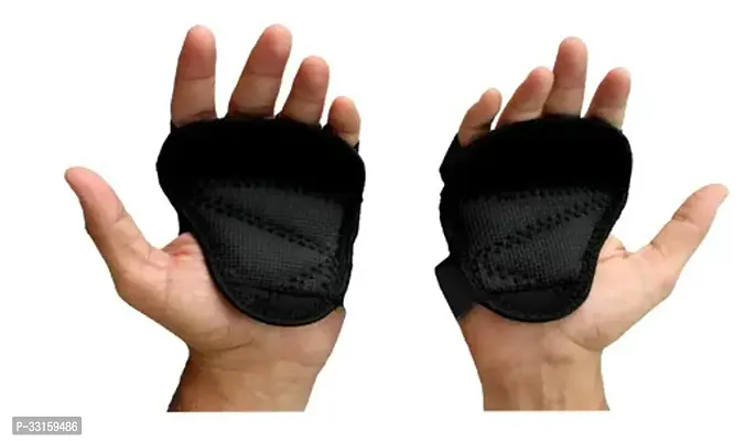 Cf Sports Weight Lifting Gym Grips Pads Hand Training Bar Straps Wrap Gloves Gym  Fitness GlovesBlack-thumb2