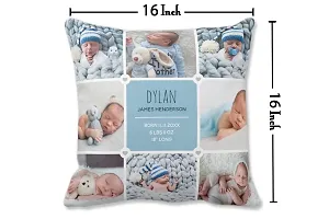 Pixelkari - Personalized Gift for New Born Baby Photo Pillow/Cushion + Filler with Name (Big, 16x16 inch) (White 8 Pics Theme)-thumb2