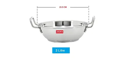 JHOFA Stainless Steel Induction Bottom kadai/Kadhai cookware Heavy Base (2 Liter)-thumb2