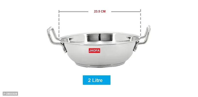 JHOFA Stainless Steel Induction Bottom kadai/Kadhai cookware Heavy Base (2 Liter)-thumb3