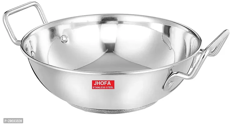 JHOFA Stainless Steel Induction Bottom kadai/Kadhai cookware Heavy Base (2 Liter)-thumb0