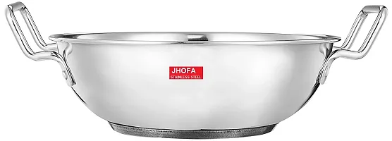 JHOFA Stainless Steel Induction Bottom kadai/Kadhai cookware Heavy Base (2 Liter)-thumb1