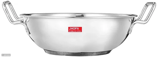 JHOFA Stainless Steel Induction Bottom kadai/Kadhai cookware Heavy Base (2 Liter)-thumb2