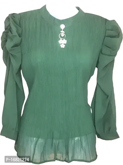 Elegant Green Georgette Top For Women-thumb0