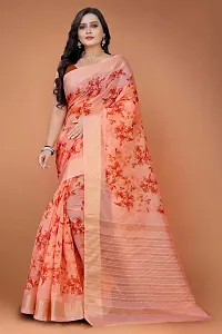 New Trendy Organza Printed Saree with Blouse piece-thumb2