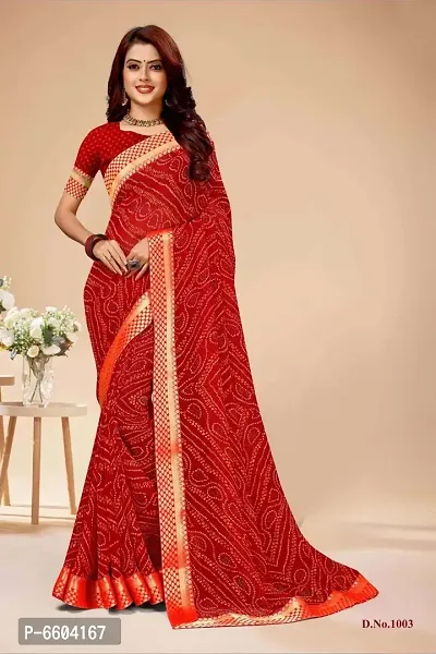 Elegant Georgette Printed Saree with Blouse piece For Women-thumb0