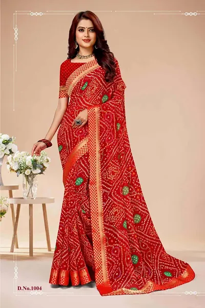 Georgette Printed Sarees With Blouse Piece