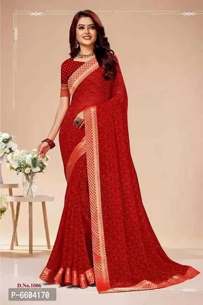 Elegant Georgette Printed Saree with Blouse piece For Women