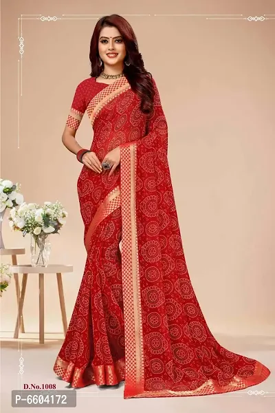 Elegant Georgette Printed Saree with Blouse piece For Women