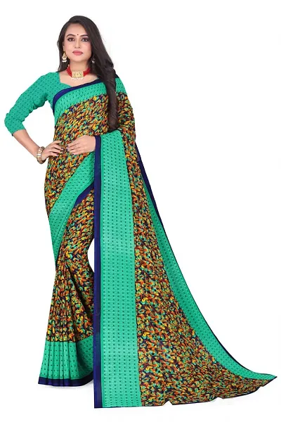 Georgette Printed Sarees With Blouse Piece