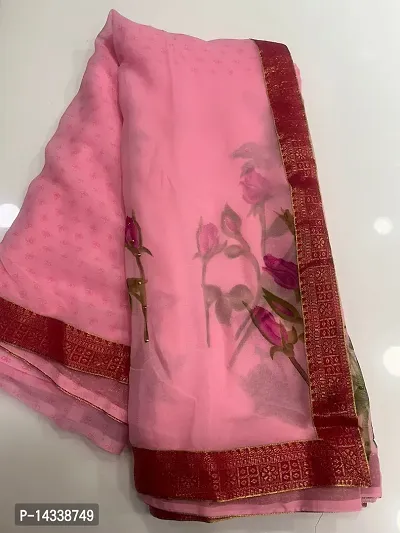 GEORGETTE FABRIC FLORAL PRINT SAREE WITH UNSTICH BLOUSE-thumb0