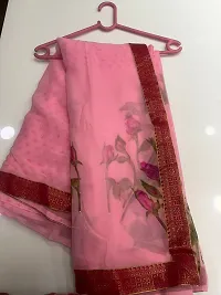 GEORGETTE FABRIC FLORAL PRINT SAREE WITH UNSTICH BLOUSE-thumb1