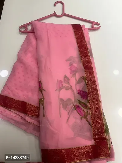 GEORGETTE FABRIC FLORAL PRINT SAREE WITH UNSTICH BLOUSE-thumb2