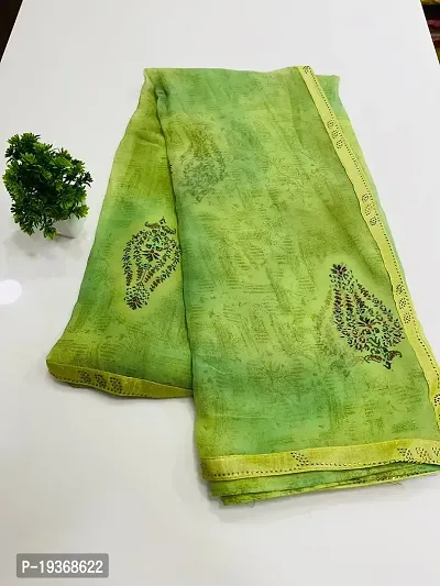 GEORGETTE FLORAL PRINT FANCY SAREE WITH SIROSKI WORK LACE BORDER.-thumb0
